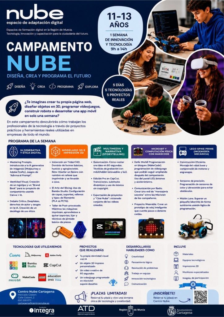 TIC Molina Centro Nube Campamento Nube para jóvenes CARTEL 11 13 años